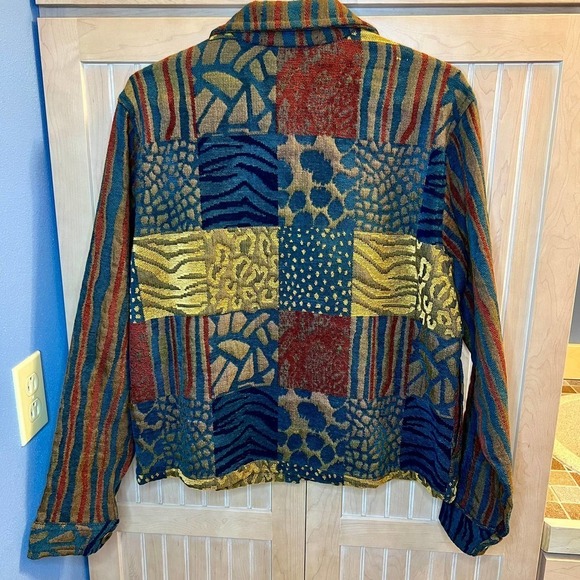 Vintage Daniel K. Embroidered Patchwork Look Tapestry Jacket Size Large - Picture 2 of 16